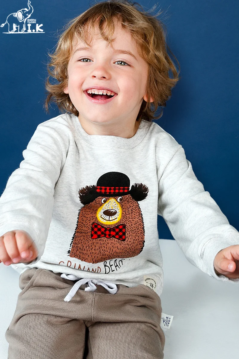 

I.K infant boys bear casual set little kids fashion cotton pullover T-shirt suit baby children outfits TZ26008 Autumn New 2018