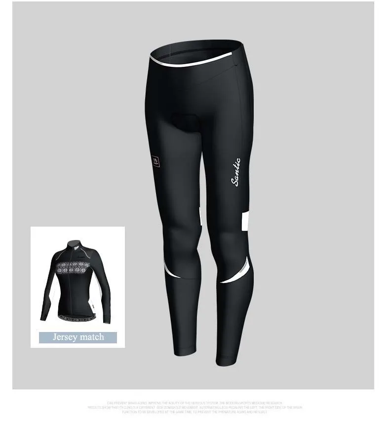 Santic для женщин, для велоспорта, 4D, подушка, штаны, зимние, флисовые, тепловые, для велосипеда, светоотражающие, для шоссейного велосипеда, для велосипеда, длинные штаны