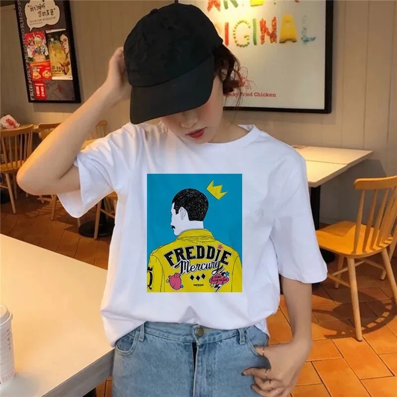 Женская футболка в стиле хип хоп Freddie Mercury Повседневная Харадзюку уличная