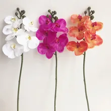 Настоящее прикосновение бабочка цветок орхидеи 5 головок мини латексные орхидеи поддельные фаленопсис для свадьбы центральные украшения вечерние цветы