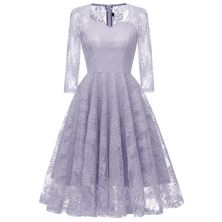 Robe de soiree модное кружевное вечернее платье с рукавом 7 минут, элегантные вечерние платья, сексуальное вечернее платье, торжественное платье - Цвет: Violet