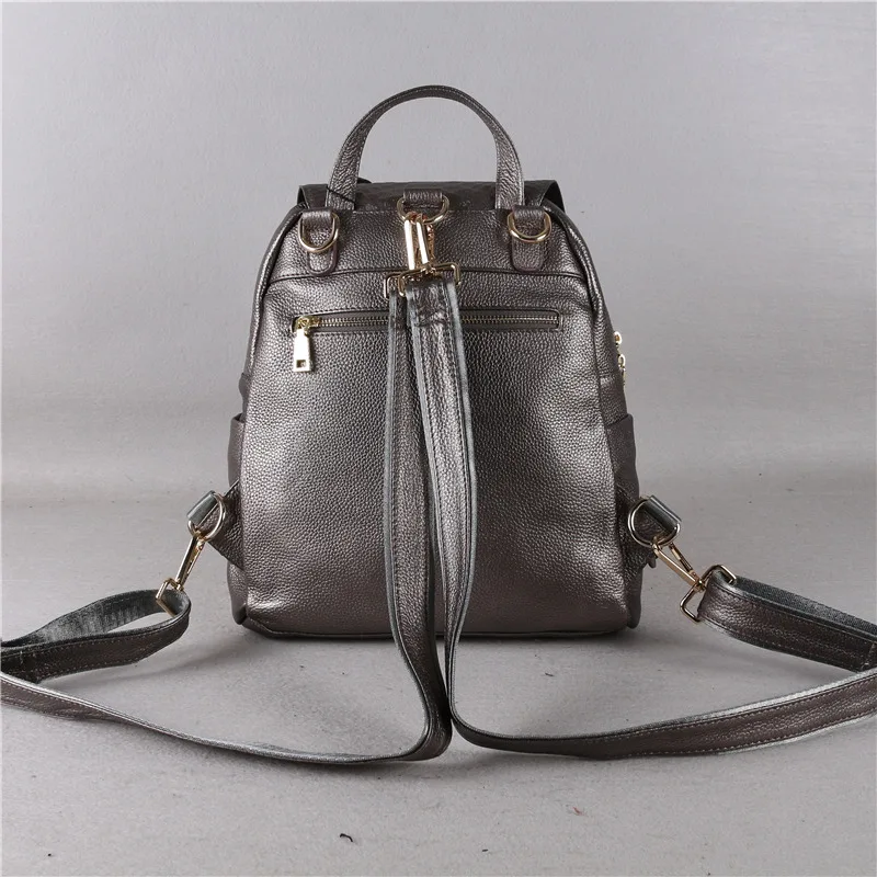 Mochila de Couro Mochila para Mulheres Mochila de Viagem Nesitu Genuíno Feminina Nova Moda Preta Azul Seda Branca Boa Qualidade M9009 5 Bolsas e Malas