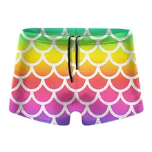 Радужная Русалка бесшовные рыбные весы шаблон 3D печать Speedo мужские купальные мужские плавки мужские боксеры купальники с низкой талией