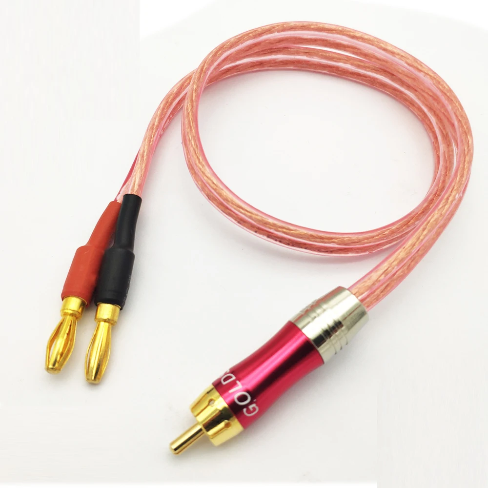 

1PC HIFI COLLEGE AV Lotus audio cable one point two RCA turn 2 banana head conversion line Speaker cable Speaker cable