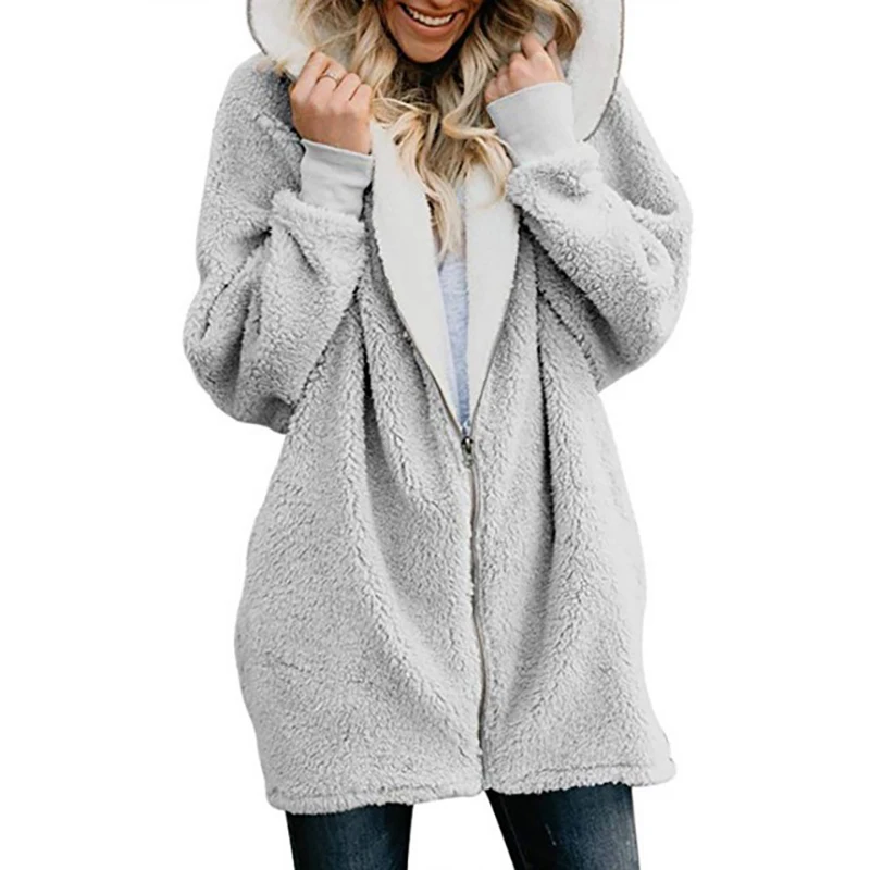 

2019 New Furry Winter Lamb Hair Zipper Cardigan Warm Plush Sweater Casaco Pelo Feminino Ropa Invierno Mujer Long Sleeve Clothes