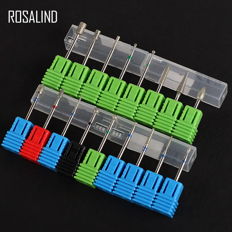 

ROSALIND 17 Types Diamond Drill Bit Nail Pedicure Electric Device Tool Manicure Machine Drill Accessories Cutter Nail Files