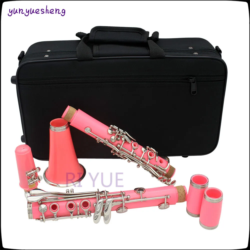 Высокое качество b 17 ключ кларнет белый латунь никелированная ключ, abs трубы материал корпуса восемь видов цвет можно выбрать - Цвет: Розовый
