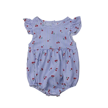 

Pudcoco Summer Infant Toddler Kids Newborn Baby Girls Clothes Fly Sleeve Striped Ruffle Bodysuit Sunsuit 0-18 M