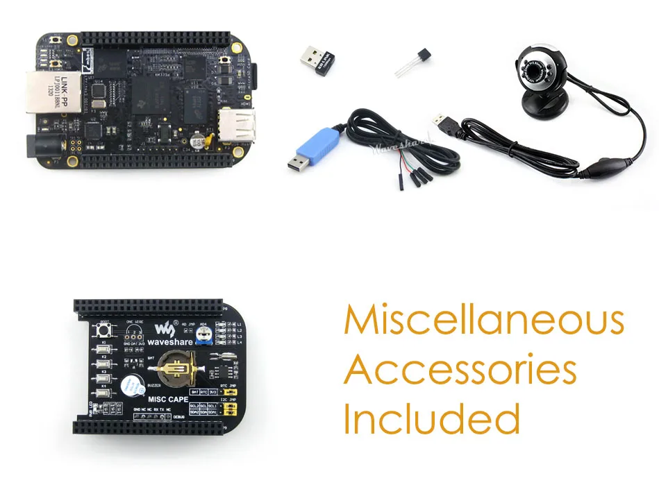 

Waveshare BB Black Package E for BB Black/BeagleBone Black development evaluation 512MB SDRAM including Expansion MISC CAPE
