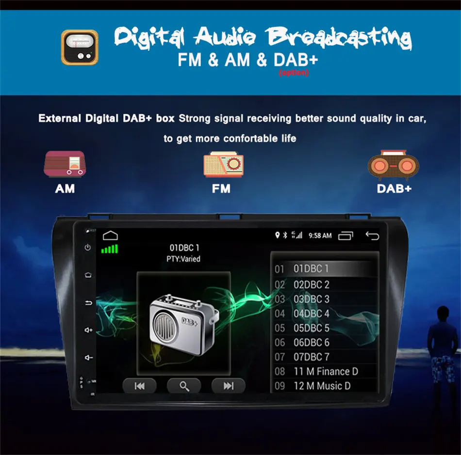 Perfect HD Android 9.0 4GB RAM Car DVD Player GPS Map RDS Radio wifi DVR camera OBD2 Bt For Mazda 3 03-2005 2006 2007 2008 2009 Headunit 15