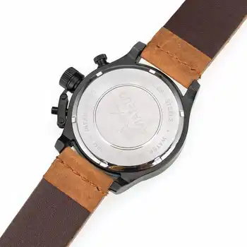 INFANTRY Mens Watches Top Brand Luxury Aviator Military Watch Men Genuine Leather Waterproof 100m Chronograph Watches for Men