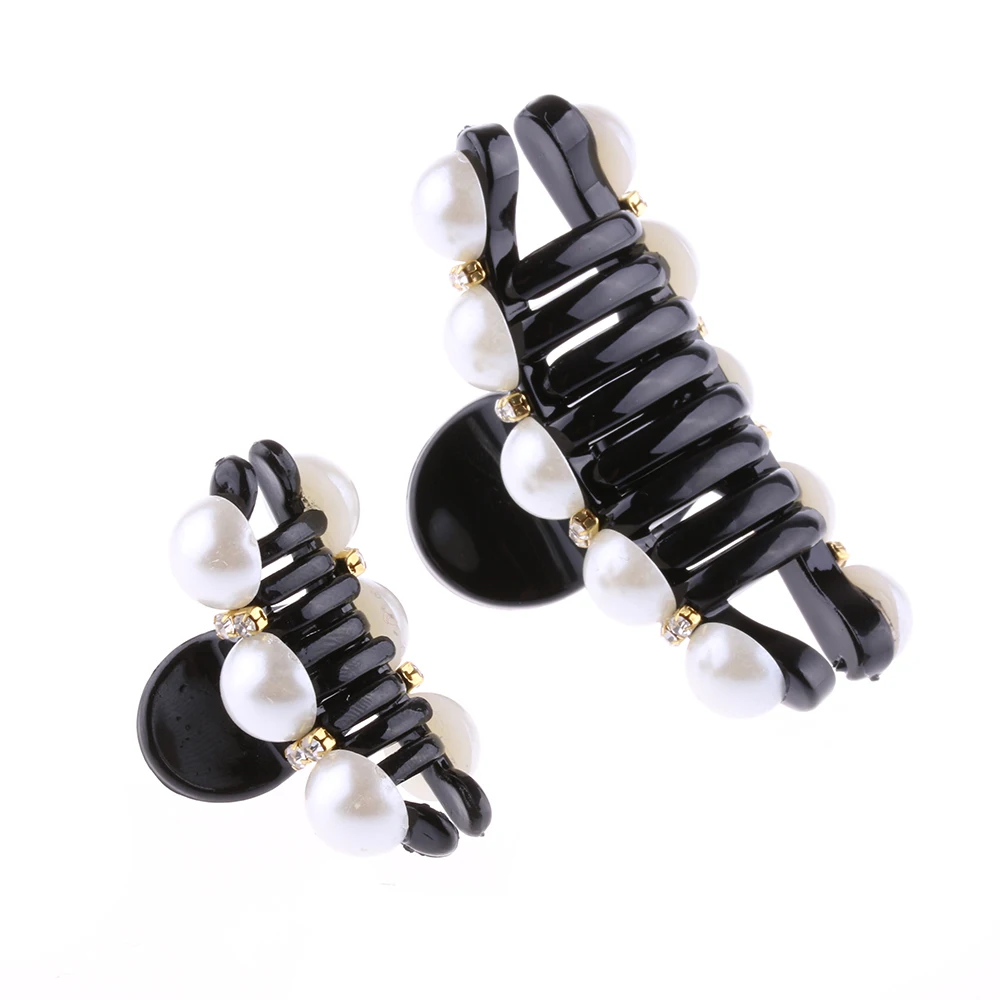 1 шт. женские модные элегантные черные Кристальные жемчужные пластиковые заколки для волос аксессуары для волос S/L
