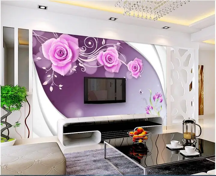 

Custom photo 3d wallpaper Non-woven mural picture Space of purple flower wallpaper for wall 3d room decoration painting