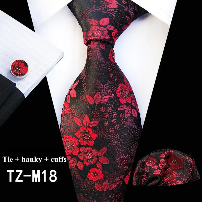 Коричневый модный ретро деловой мужской галстук Карманный Набор Запонок классический мужской Галстук Пейсли набор шелковых галстуков Свадебный жаккардовый - Цвет: TZ-M18
