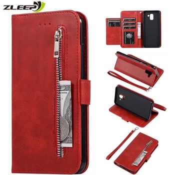 Étui portefeuille en cuir pour Samsung Galaxy, A52, A72, S22, S21, A73, A53, A13, A32, A22, A12, A71, A51, J5, J6 Plus, fermeture éclair, carte, couverture de téléphone