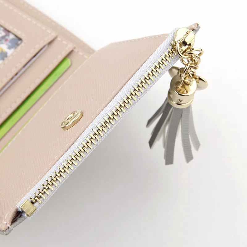 Women's Pink Tassel Zipper Mini Wallet - PU Leather Coin Purse & Card Holder