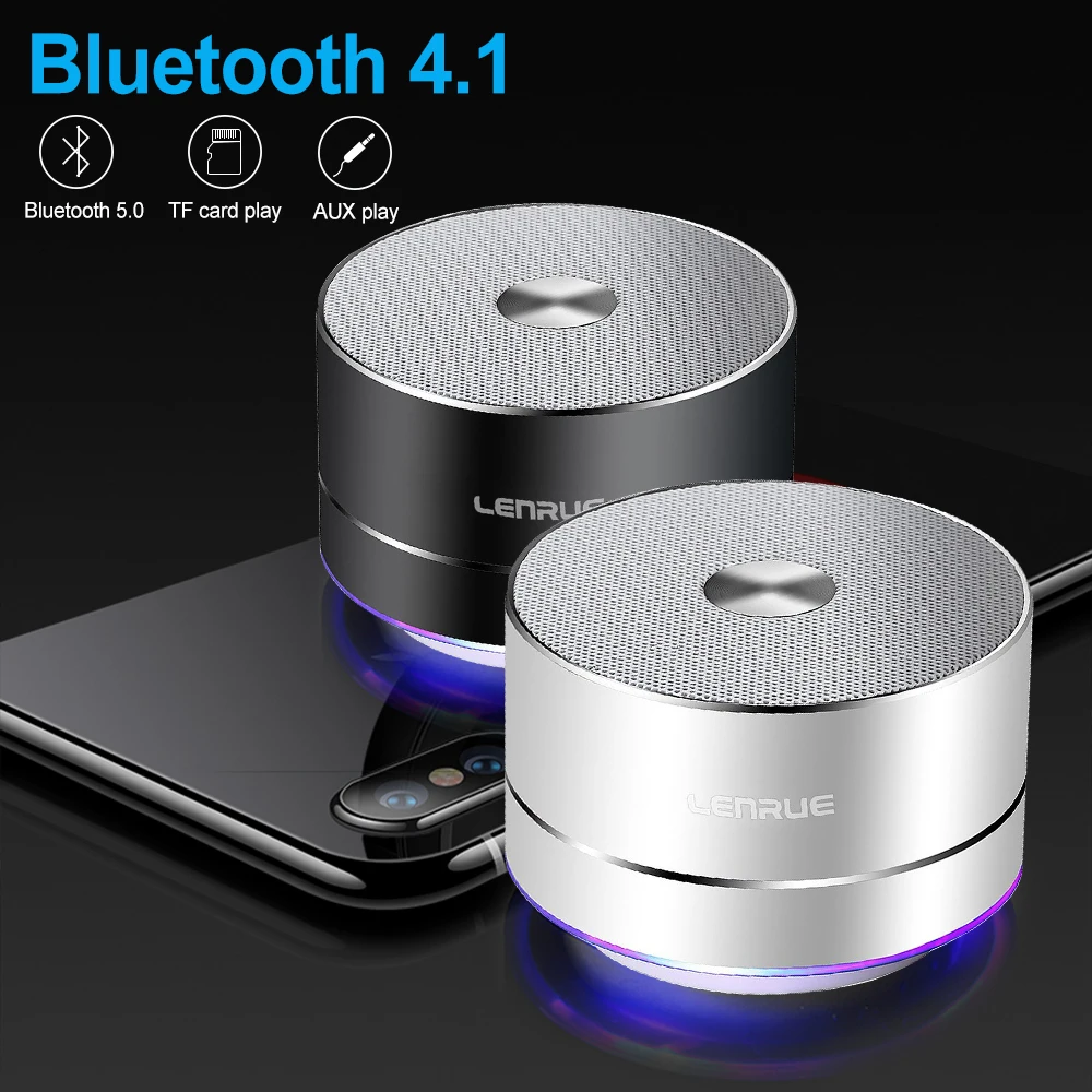 

Portable Mini Bluetooth Speakers Wireless Hands Free Stereo LED Speaker with Mic support TF AUX Bluetooth Column Loudspeaker