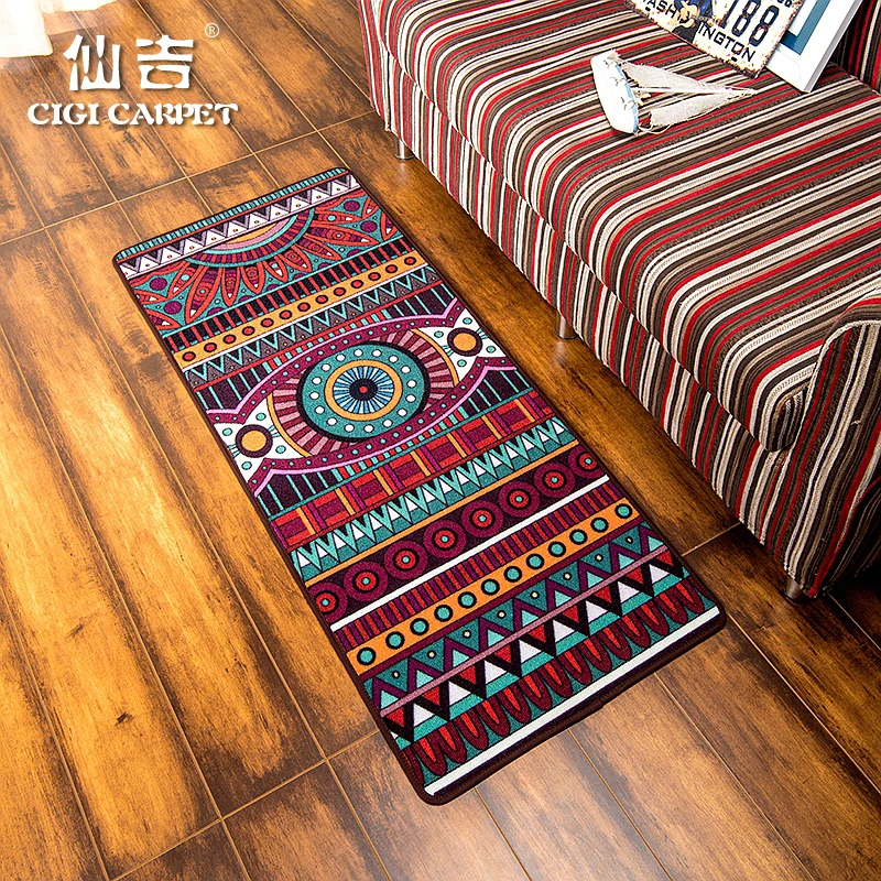 

CIGI Vintage Long Floor Mat Anti Skid Bedroom Carpet Desk Table Mat Welcome Door Mat Kitchen Bathroom Nylon Mat Colorful Rugs