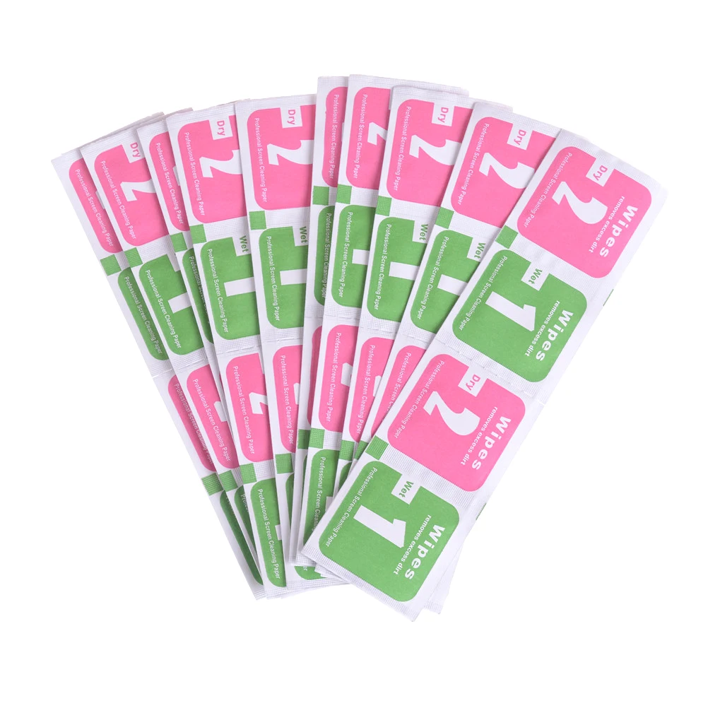 400pcs(200sets) Dry Wet Cleaning Wipes Paper Set for Phones Computers Camera Lens Phone LCD Screen Dust Removal Tool