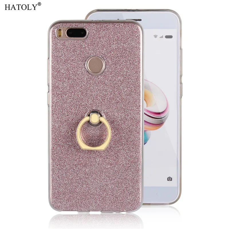 

Xiaomi Mi A1 Case Shiny Glitter Bling Silicon Phone Case Cover Xiaomi Mi A1 Soft TPU Finger Ring Bracket Case Cover Funda Mi 5X