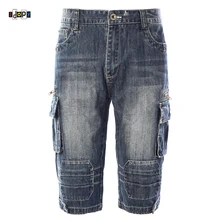 Для мужчин s Лето ретро брюки-карго Джинсовые шорты Для мужчин "делаве" лоскутные карманы Винтаж джинсовые шорты военные Стиль Байкер Короткие джинсы для мужчин