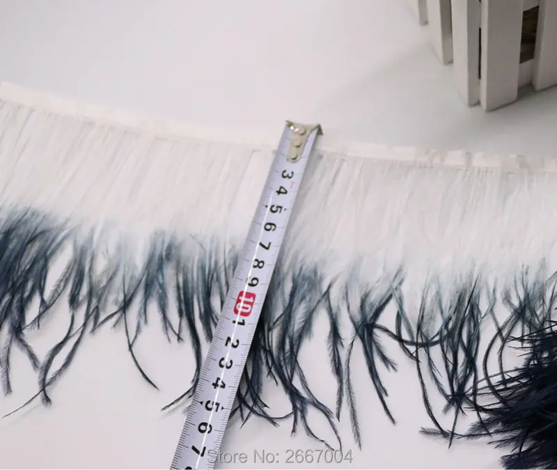 950.800 bicolor ostrich feather trim white and navy 2