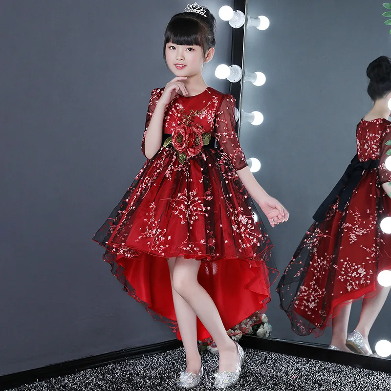 

2019 New Teenage Girls Print Flower Princess Dress Kids Dresses For Girls Wedding Birthday Party Baby Girl Clothes Vestidos L345