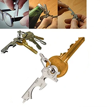 

EDC Tool Hang Buckle Stainless Steel 8 in 1 Key Accessories Outdoor Multi-function Survival Gear Ring Chain Bottle Opener