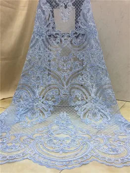 

Sky blue white lace fabric 2019 Latest african lace fabric with embroidery tulle sequins fuchsia High quality french lace fabric