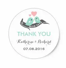 1.5inch Blue Pink Grey Love Birds Wedding Favor Sticker