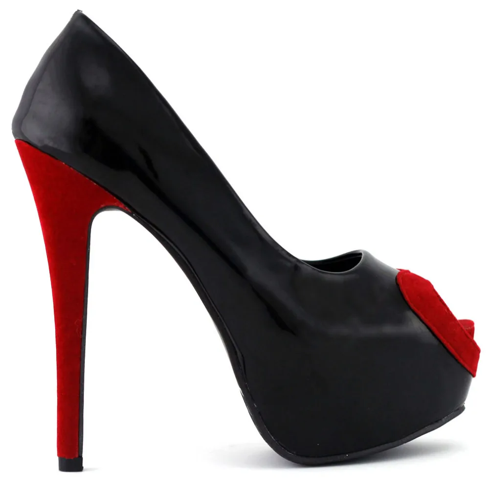 

LF80808 Black/White Two Tone Peep Toe Evening Platform 6 High Heels