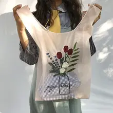 Сумка-тоут многоразовая сумка-тоут переработанная сумка для хранения сумки с вышивкой Удобная хозяйственная сумка