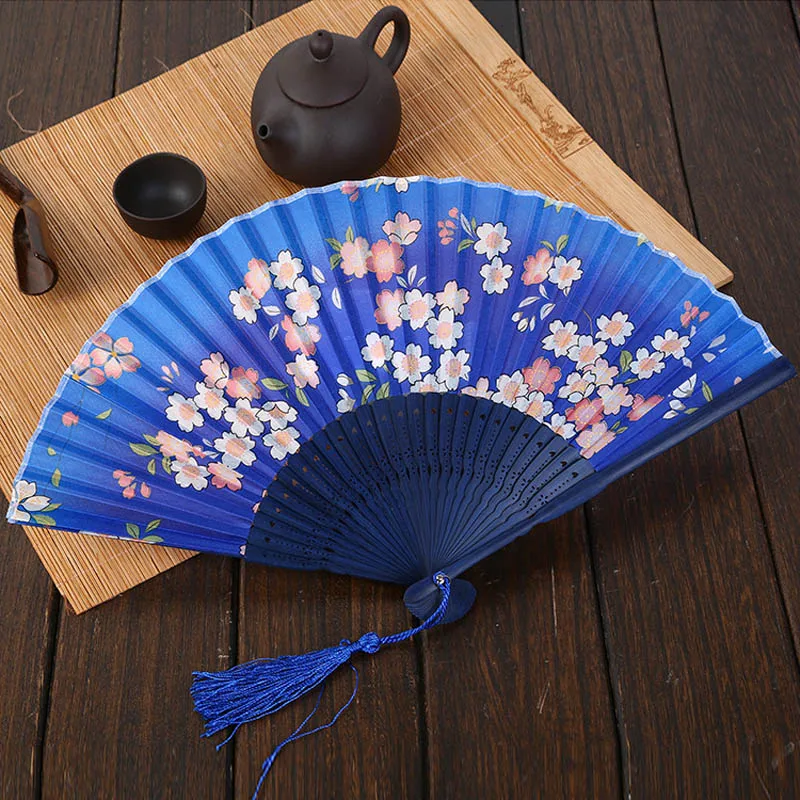 Japanese printed bamboo folding fan women's hand held folding fan