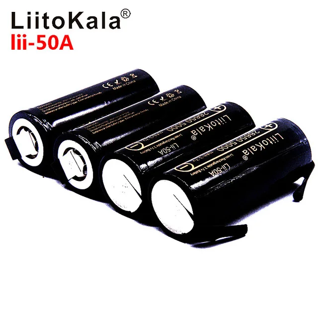 LiitoKala lii-50A-N 26650 5000 mAh литиевая батарея 3,7 V 5000 mAh аккумуляторная батарея 26650-50A подходит для flashligh+ DIY Nic