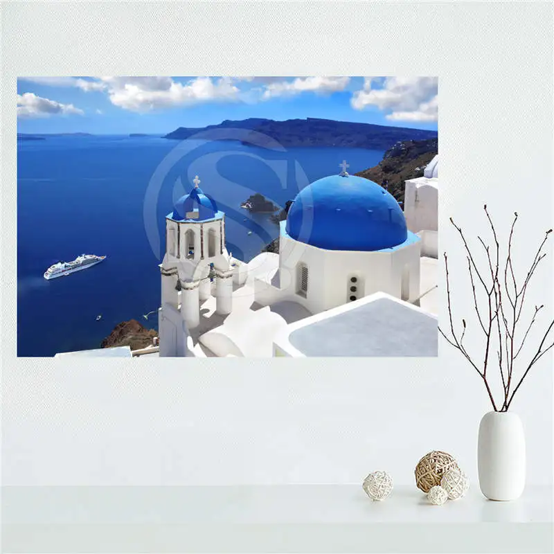 

YJW523-L36 Custom Tours in Greece Canvas Painting Wall Silk Poster cloth print DIY Fabric Poster FF-31