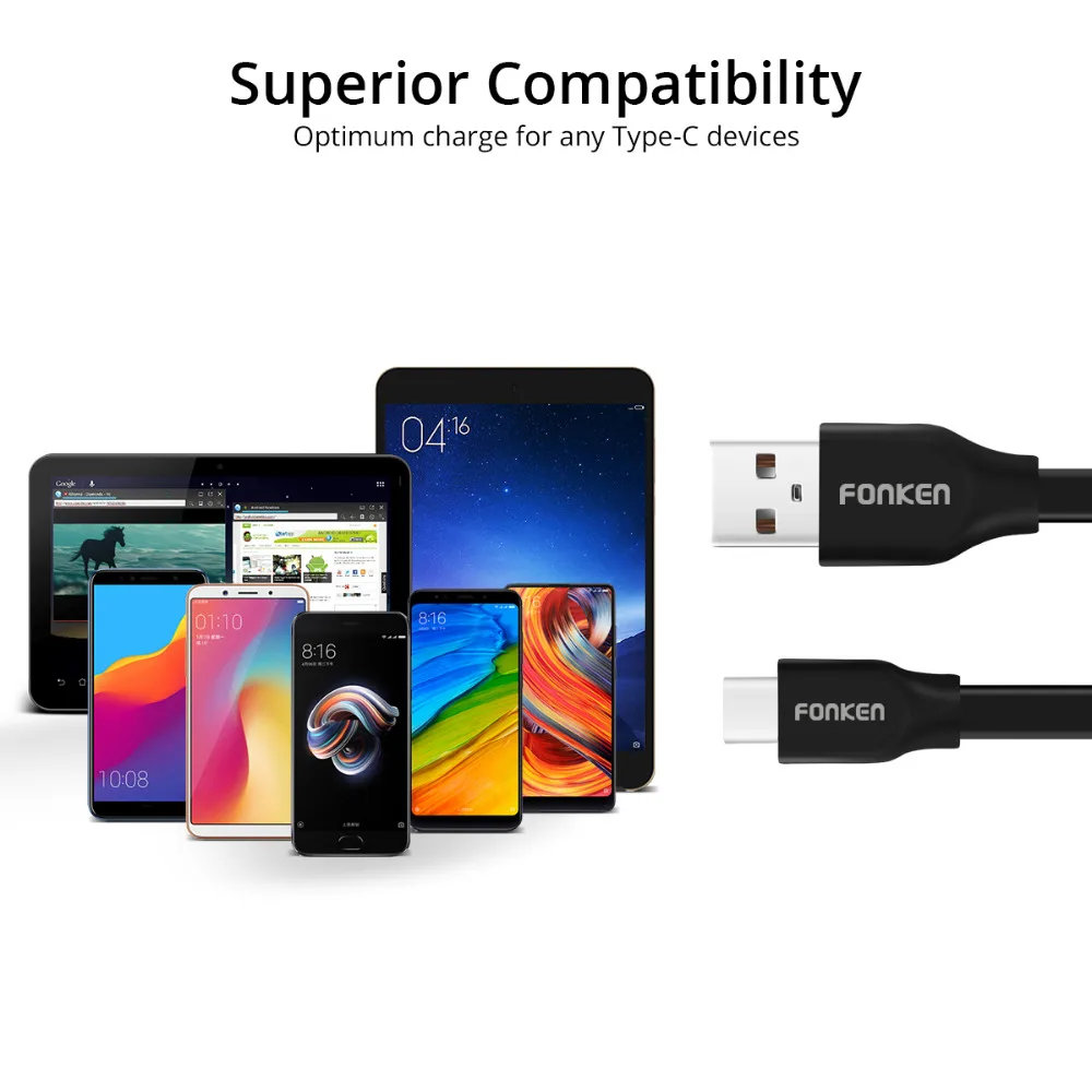 FONKEN noodles usb type-C кабель для зарядки type-C 2128AWG 3A быстрое зарядное устройство USB C шнур портативный Красочные Кабели для мобильных телефонов