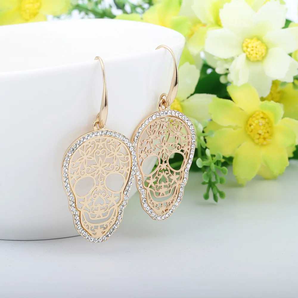 

Vintage Punk Style Silver Color Alloy Earring For Women Hollow Skeleton Loop Earring Jewelry Dropshipping