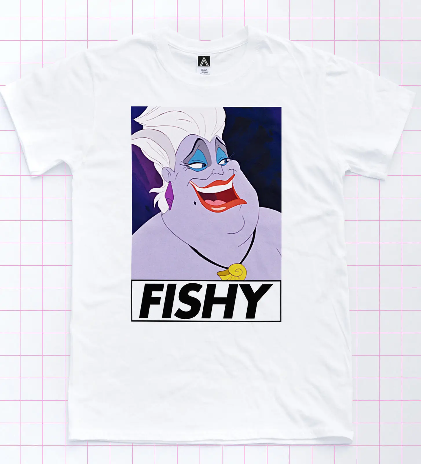 Рыбный Ursula футболка реалистичность выступающей злодей Mermaid Tee принцесса Ретро