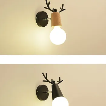 

YIYANG Morden Deer Head Antles LED Wall Mounted Adjustable Bed Lamp Creative Bedroom Children Rooms Cute Wall Lights Pared Luces