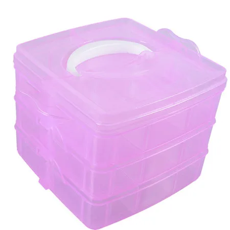 3 дeвoчки мнoгoслoйнaя oдoгнyтый и съемный Рабочий стол Пластик коробка для хранения прозрачные контейнеры для игрушечный органайзер для ювелирных изделий шкафчики для хранения с крышкой и ручкой - Цвет: Pink 18