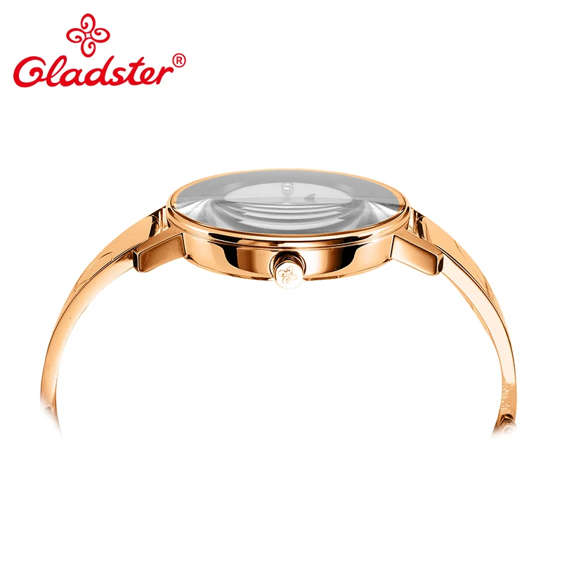Gladster японский кварцевый механизм Женские часы люксовый бренд золото женское из нержавеющей стали наручные часы водонепроницаемый подарок дамское платье часы
