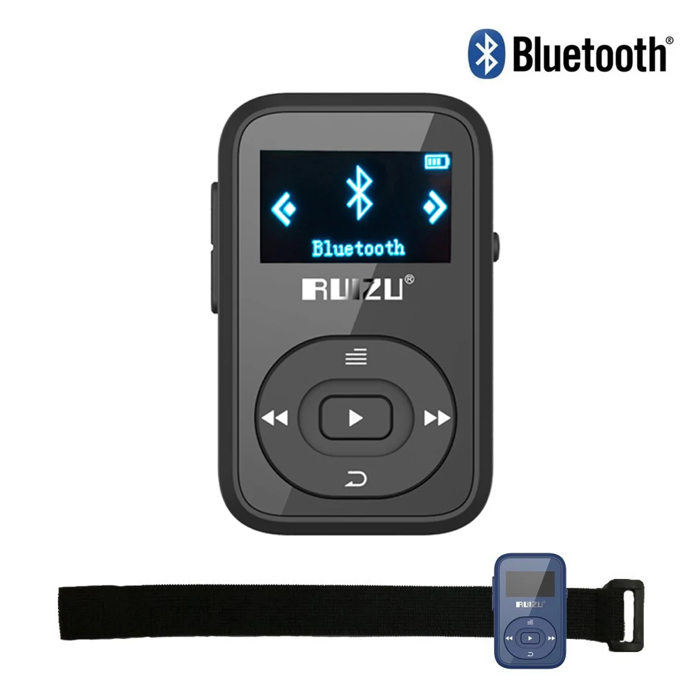 RUIZU X26 MP3 плеер Мини Bluetooth Спортивная клипса 8 Гб OLED Экран музыкальный с FM радио SD TF