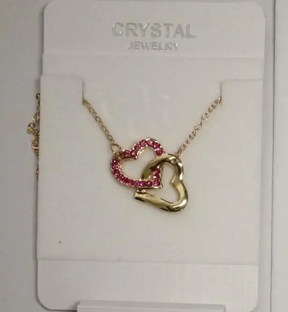 AAAA+ двойное сердце со стразами ожерелье модное ювелирное изделие подарок на свадьбу Высокое качество Прямая поставка романтическое милое сверление