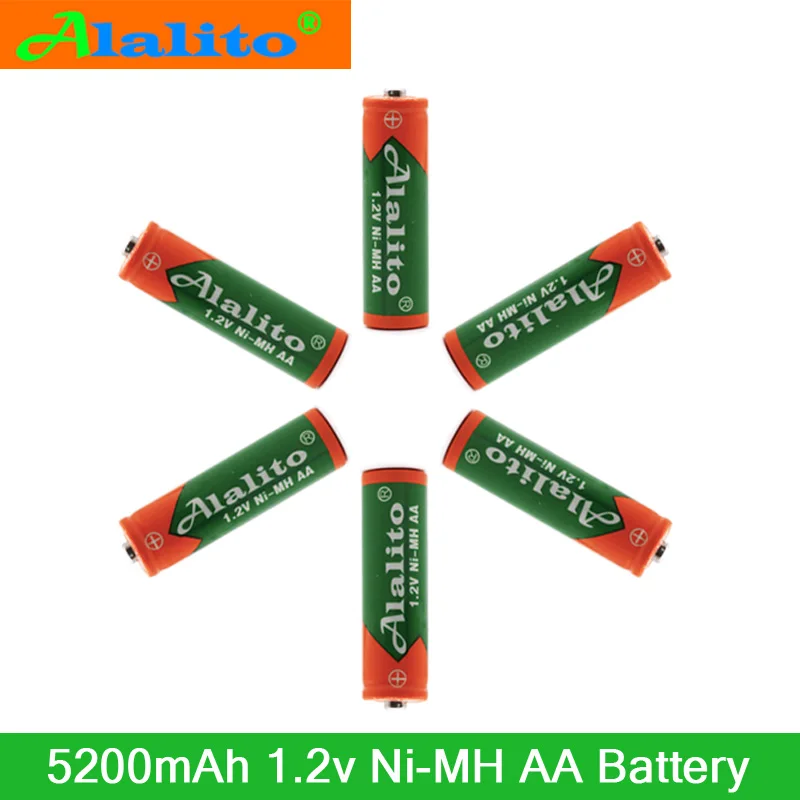 

4-20PCS Alalito 1.2V 5200mAh NI MH AA Pre-Charged Rechargeable Batteries Ni-MH Rechargeable aa Battery For Toys CameraMicrophone
