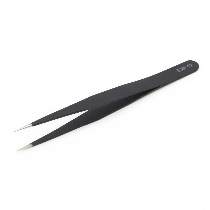 Anti-static Tweezers Industry Stainless Steel Maintenance Handicraft Eyebrow Eye False Eyelash Makeup Accessories Tools ESD-12