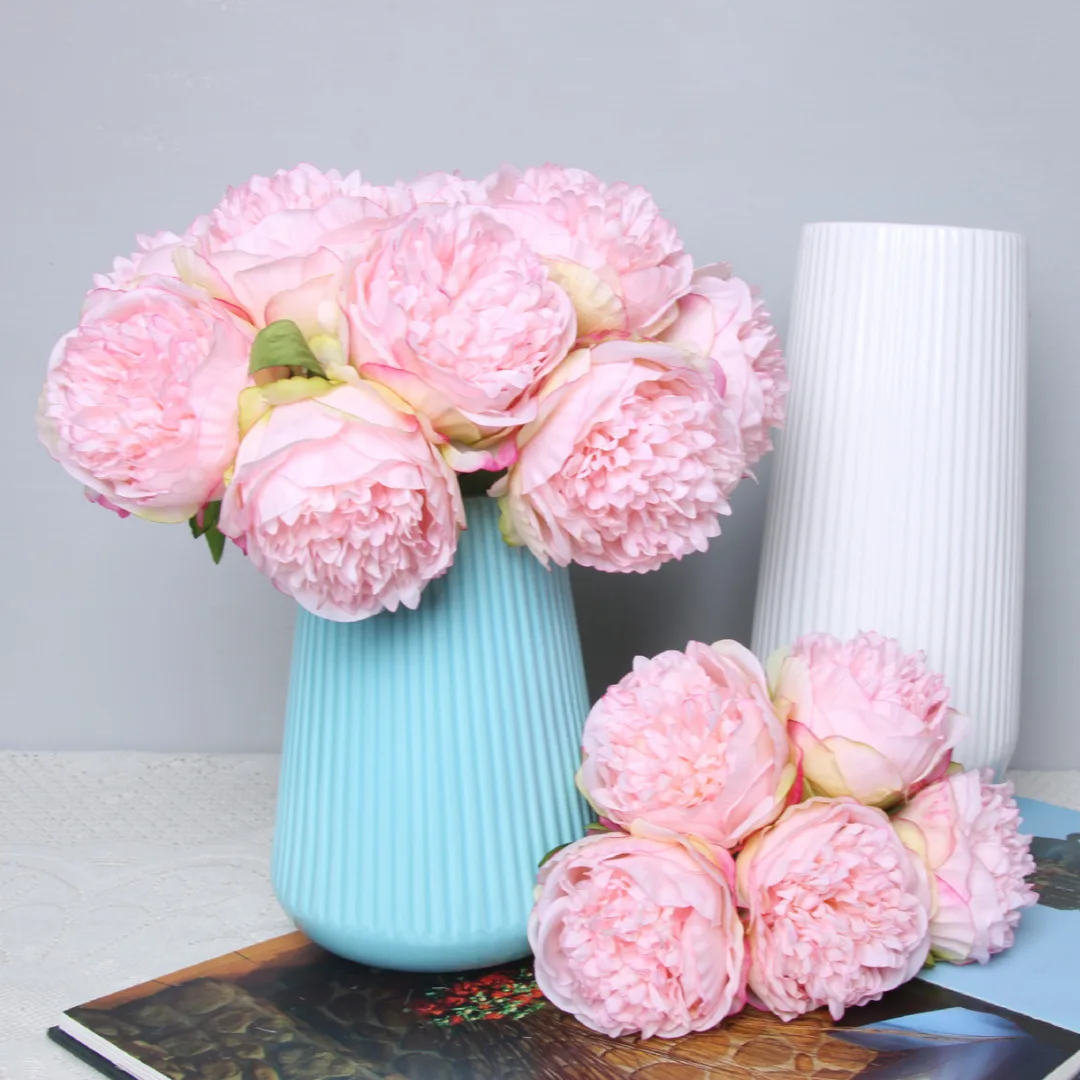 1 Bouquet Artificial  High Quality Fake Peony Bouquet Flower Decoration Simulation Flower Silk Artificial Peony Flowers