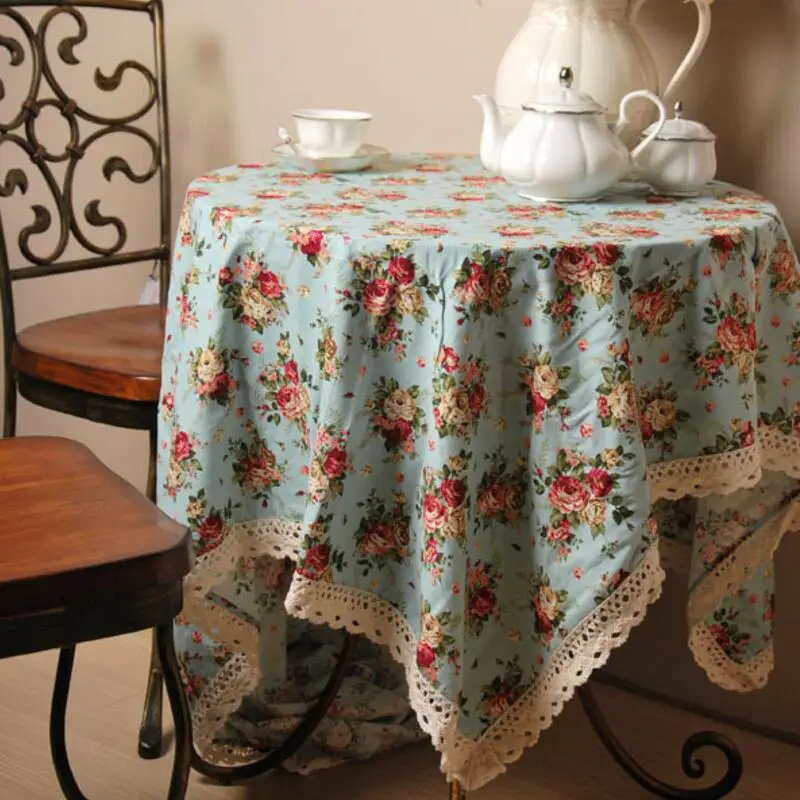 

Korea style Classic peony Lace Edge Table Cloth dining table mat coffee tea table tablecloth bar restaurant decoration LW0321