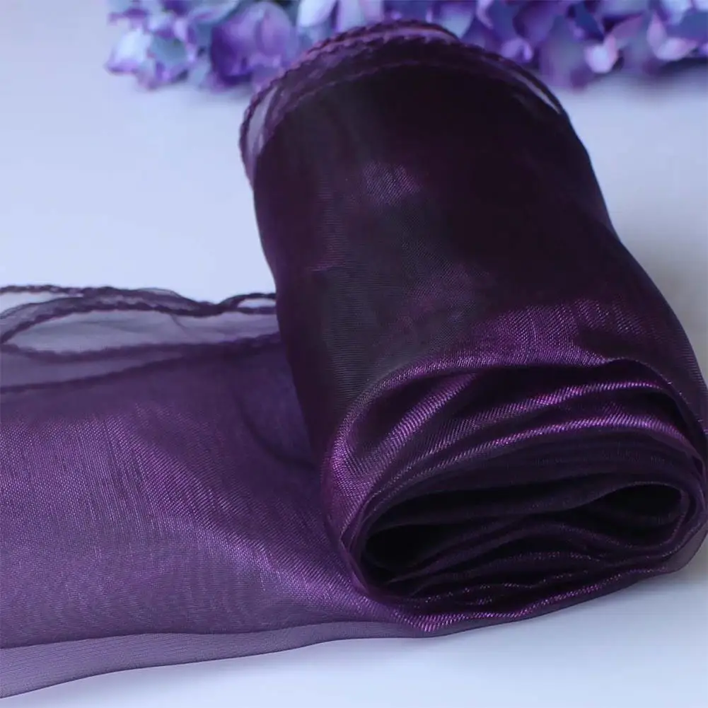 WITUSE настольная дорожка из прозрачной органзы настольная дорожка Свадебная вечеринка банкет Украшение бант Swag 22 цвета для украшения стола - Цвет: Dark Purple