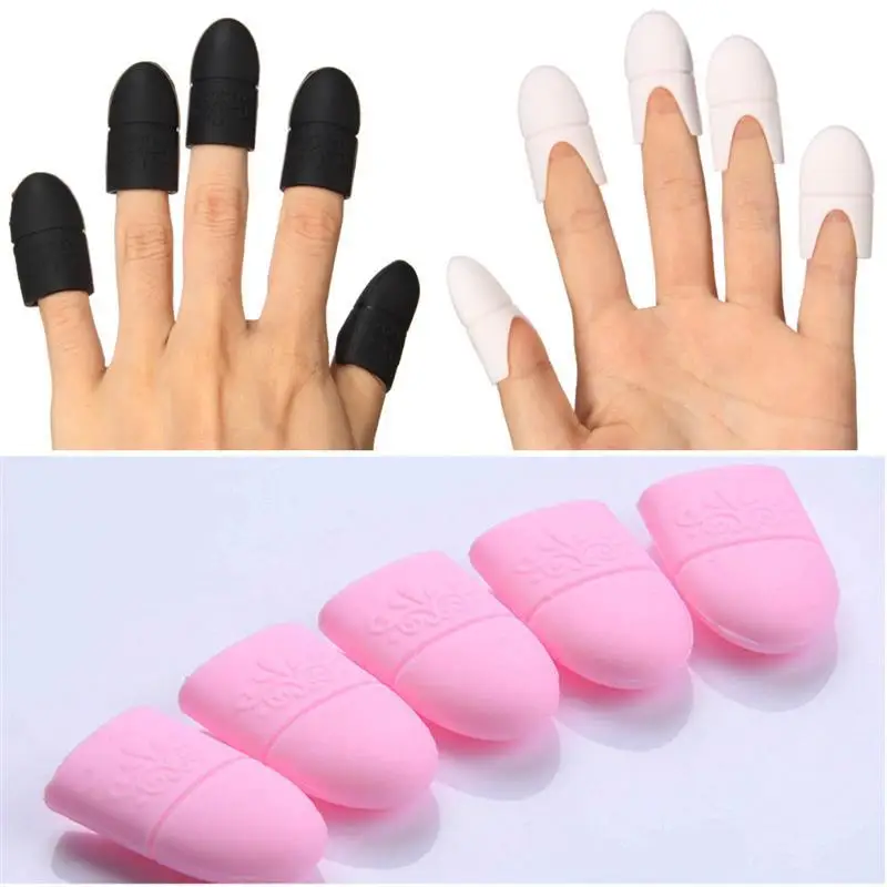 

Promotion 5pcs/set Nail Art Rubber UV Gel Polish Soak Off Cap Silicone Remover Clean Varnish Wraps Clip Reusable Manicure Tools