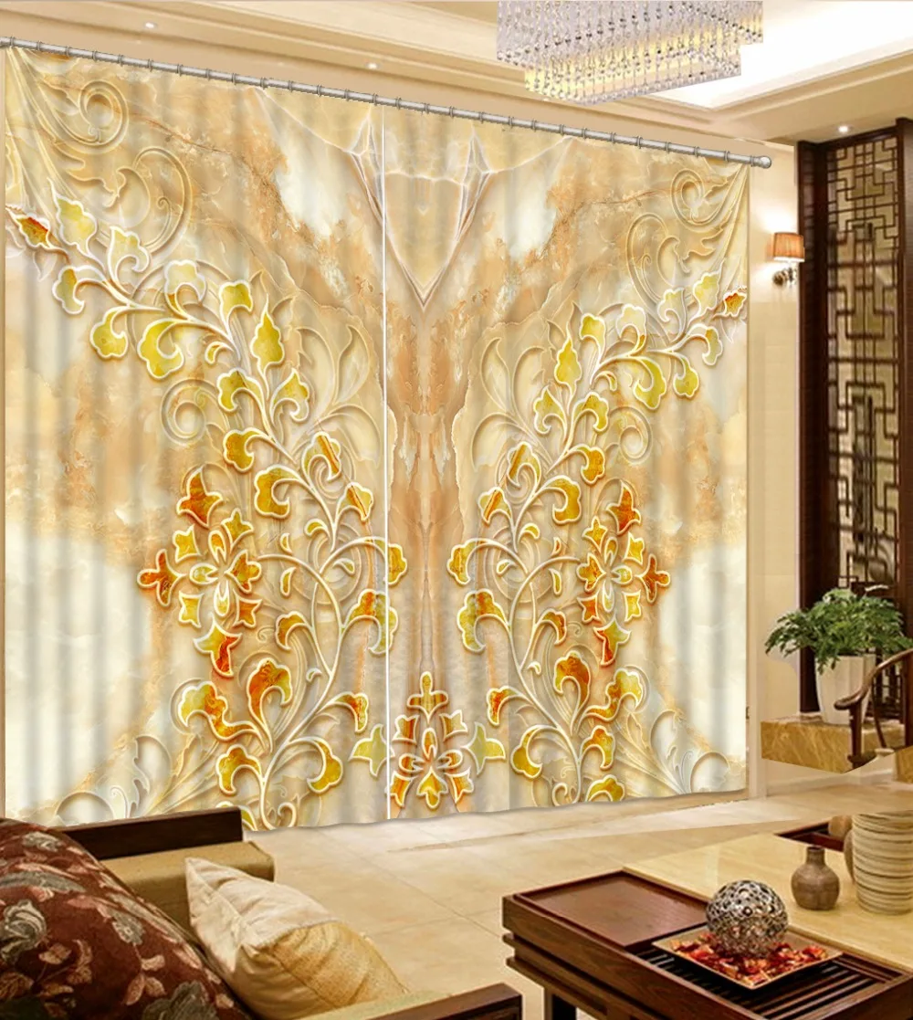 

Photo Customize size 3D curtain marble flower home decor modern